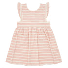 girls pink and cream french terry pinafore dress