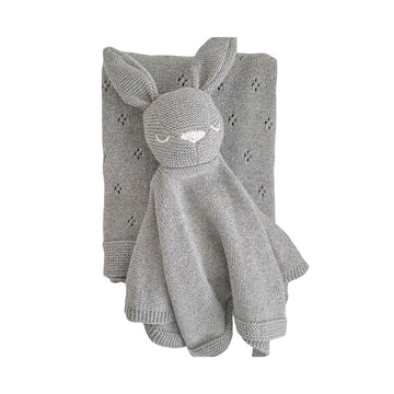 the blueberry hill grey pique blanket & bear lovey