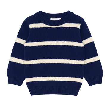 unisex navy and cream wide stripe knit sweater