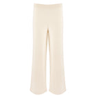 women's cream wide leg knit pant