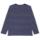 women's navy and cream stripe long sleeve knit tee
