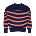 women's navy and dusty red stripe knit sweater