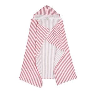 hooded towel, red stripe