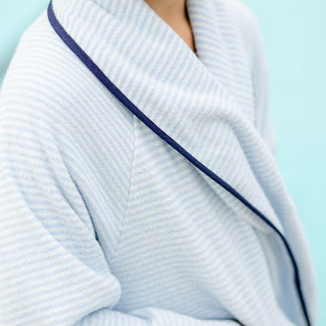 unisex powder blue stripe french terry robe