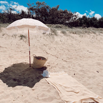 business & pleasure holiday beach umbrella, eyelet