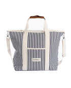 business & pleasure cooler tote bag, navy stripe