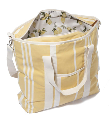 business & pleasure cooler tote bag, vintage yellow stripe