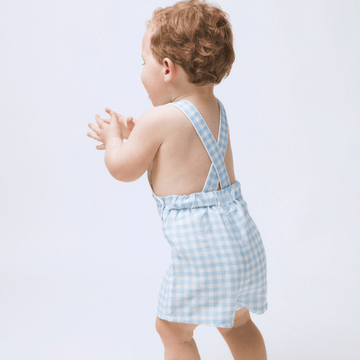 boys oasis blue gingham overall