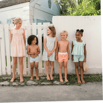 girls calypso coral stripe pinafore dress