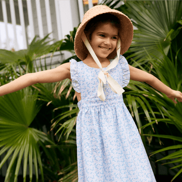 girls briland blue botanic pinafore dress