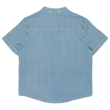 boys navy stripe short sleeve button down shirt
