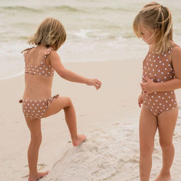 girls mocha dot knot bikini bottom – minnow