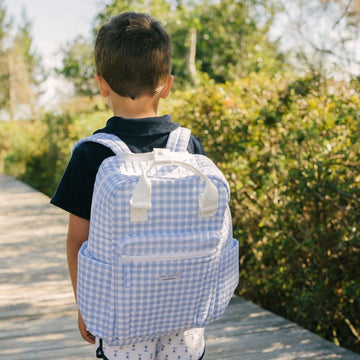 oasis blue gingham everyday backpack – minnow