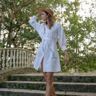 minnow x fanm mon women's coconut grove white long sleeve dress