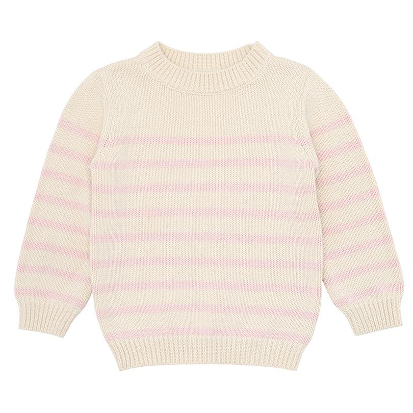 unisex cream and pink stripe knit sweater – minnow