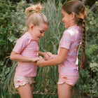 unisex sorbet pink stripe short sleeve rashguard