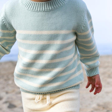 mint and cream stripe knit sweater