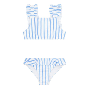 girls bahamian blue stripe ruffle bikini