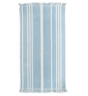 business & pleasure beach towel, vintage blue stripe
