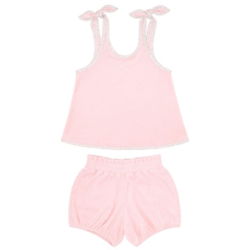 girls pink french terry bloomer set