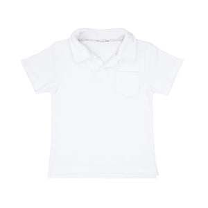 boys white french terry polo shirt