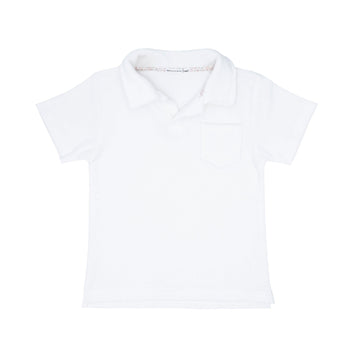 boys white french terry polo shirt