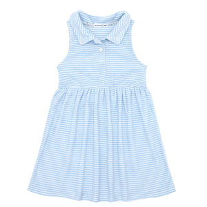 girls powder blue stripe french terry tennis dress
