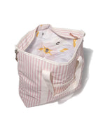 business & pleasure cooler tote bag, pink stripe