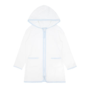 unisex white french terry hooded zipper coverup