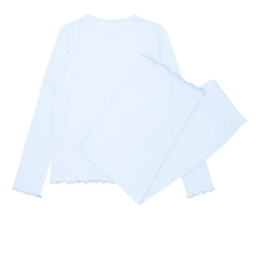 women's powder blue stripe pima pajamas set