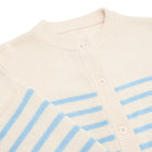 women's cream and peri blue stripe cardigan