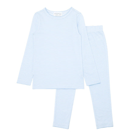 girls powder blue stripe pima pajamas set – minnow