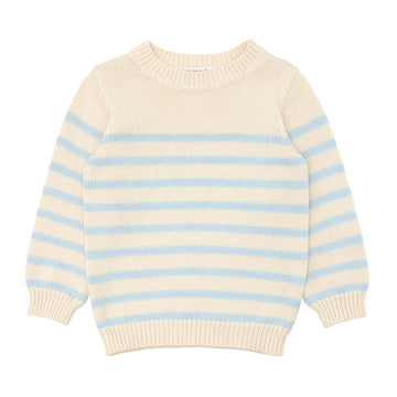 unisex cream and blue stripe knit sweater