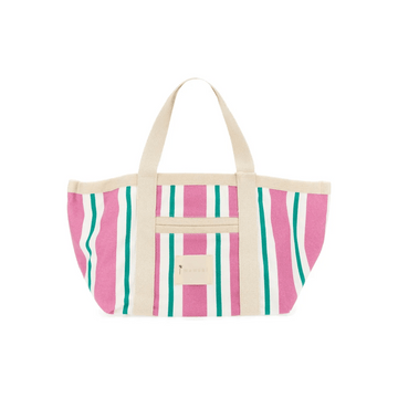 manebi tote bag canvas pink and green stripes