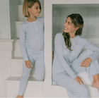 unisex powder blue stripe pima pajamas set