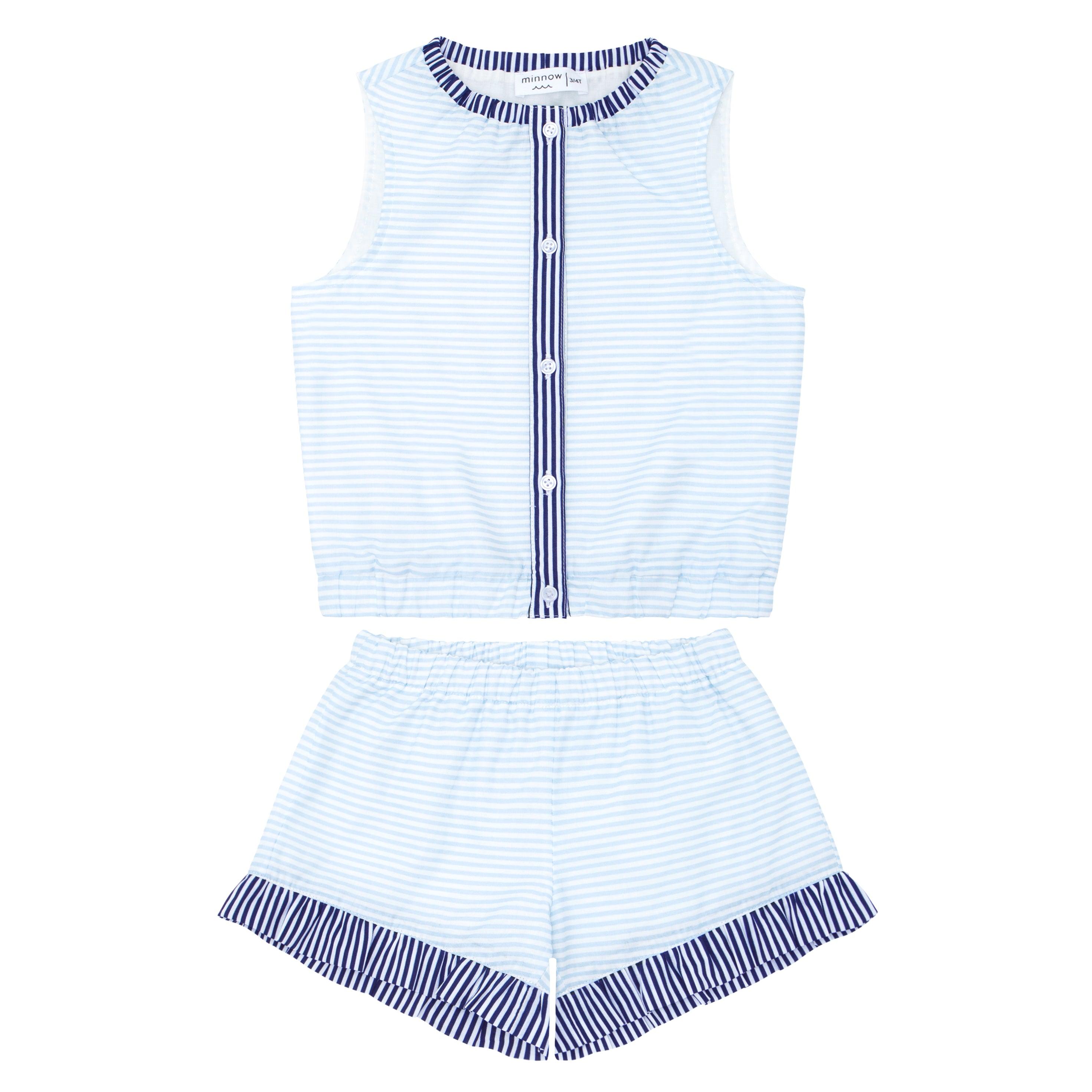 girls powder blue stripe set – minnow